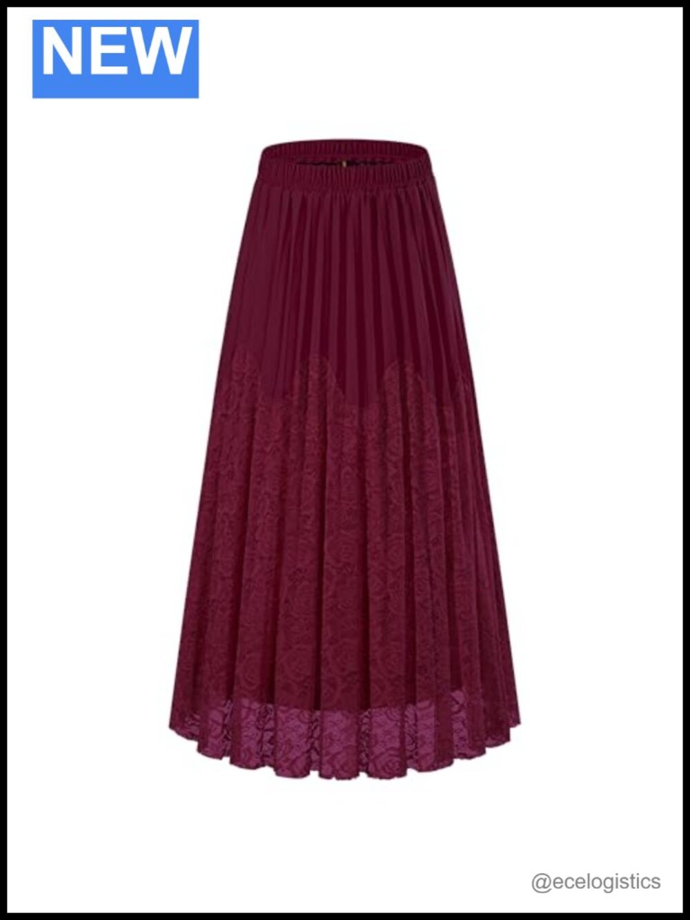 Women's Lace Maxi Skirt Chiffon Elastic Waist Boho Flowy